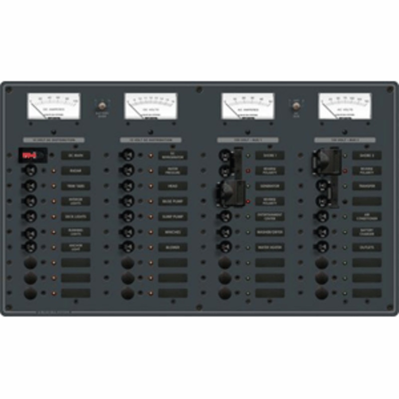 Blue Sea 3086 AC 2 Sources +12 Positions / DC Main +19 Positions Toggle Circuit Breaker Panel  (Black Switches)