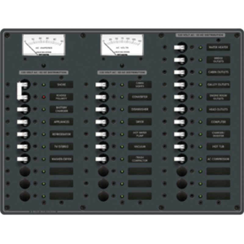 Blue Sea 8486 Breaker Panel - AC Main + 31 Positions - White