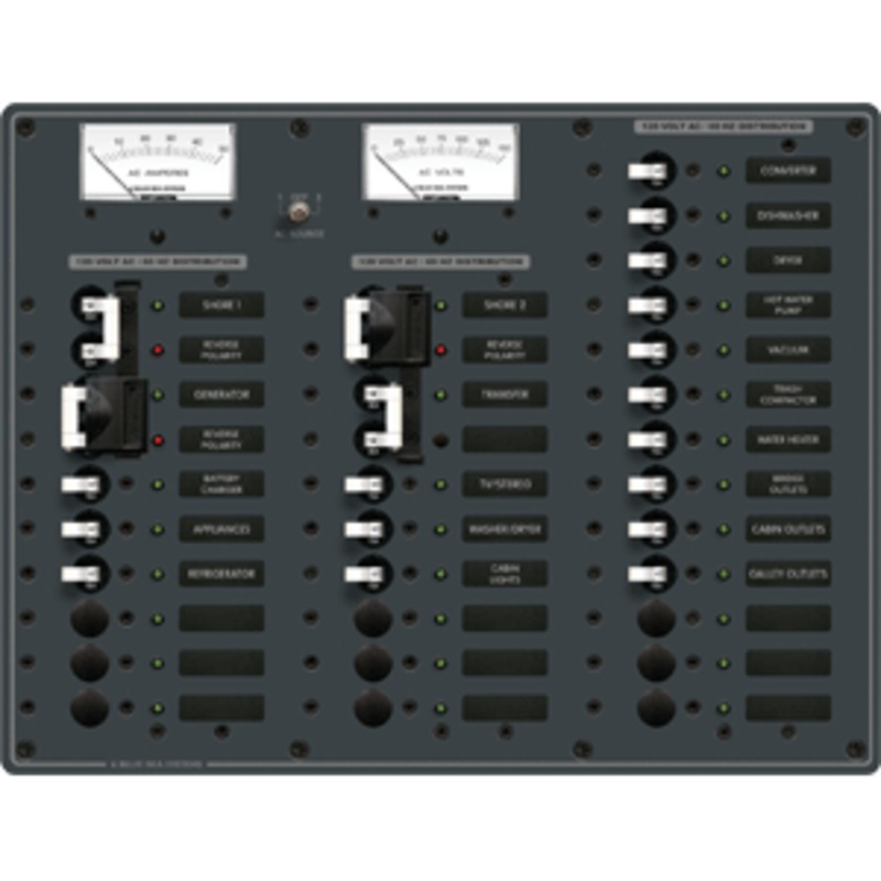 Blue Sea 8494 Breaker Panel - AC 3 Sources + 25 Positions - White