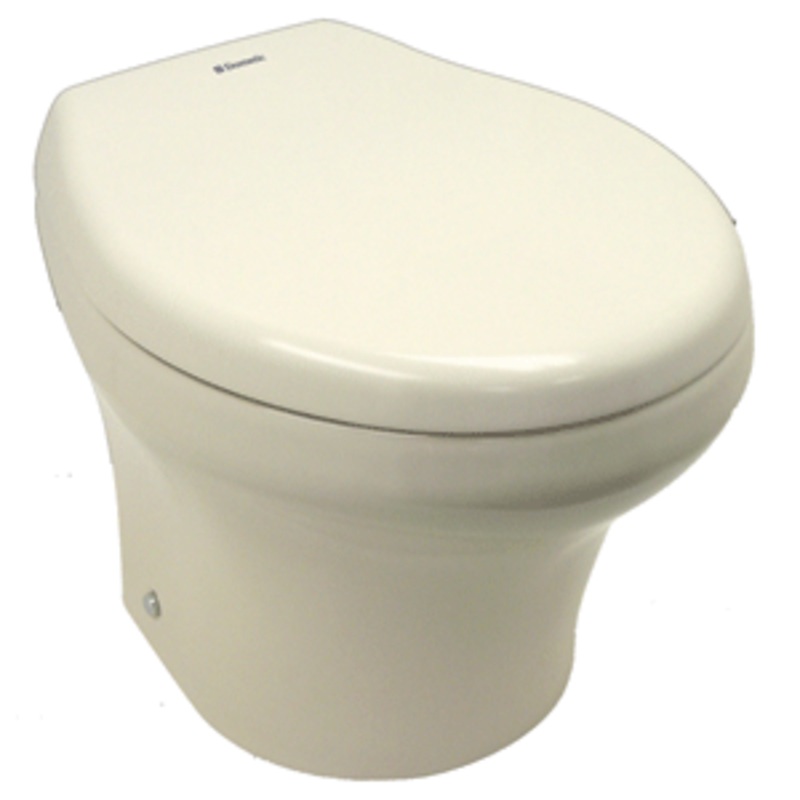 Dometic - SeaLand MasterFlush 8939 Low Profile, Angle Back Marine Toilet w/Macerator - Bone - 12V
