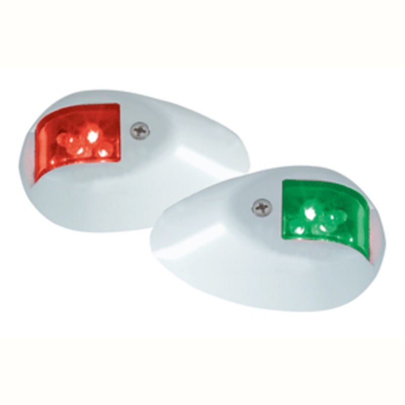 Perko LED Side Lights - Red/Green - 24V - White Epoxy Coated Housing