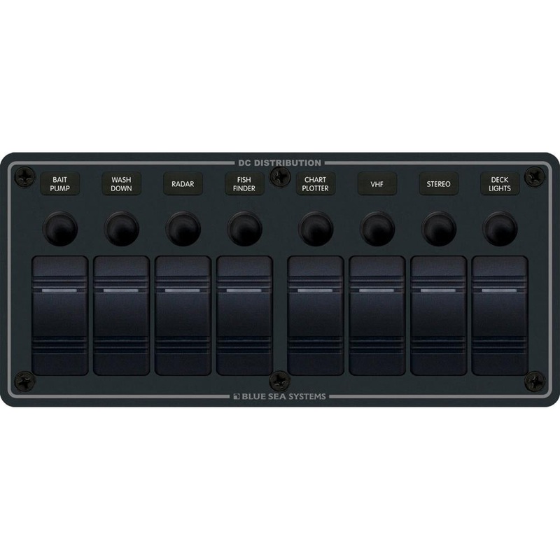 Blue Sea 8371 Water Resistant Panel - 8 Position - Black - Horizontal Mount [8371]